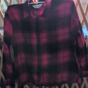 Old Navy Red and Black Plaid Button Down Shirt
